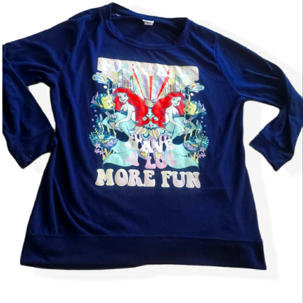 Disney the little mermaid ariel sweatshirt size 1xl blue flounder vintage shirt